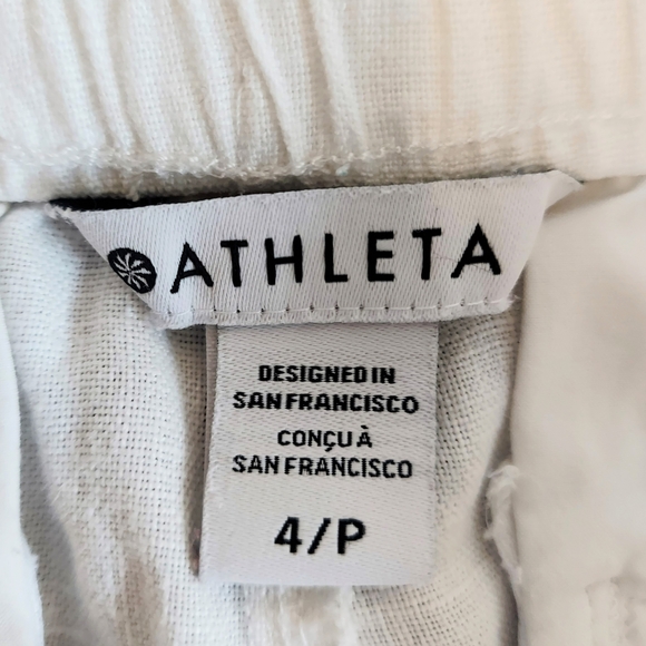 Athleta White Linen Wide Leg Pants Size 4P - Picture 8 of 9